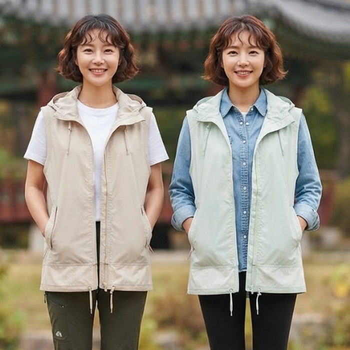 밀레 여성 봄 간절기 홑겹 힙 덮는 기장감 아웃도어 등산 조끼 배스트 - 상품 이미지