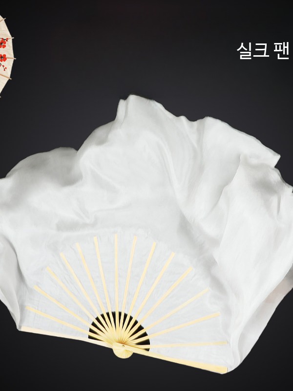 너슬 부채 화이트 실크 부채춤 무용 공연용 댄스 소품 한국무용 워십 공연 - 상세 이미지 2