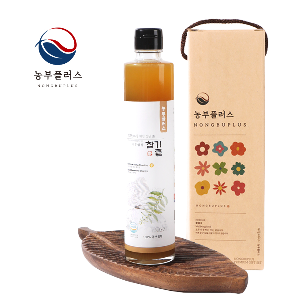 농부플러스 국산 저온압착 참기름 1병 선물세트 답례품 300ml, 1개
