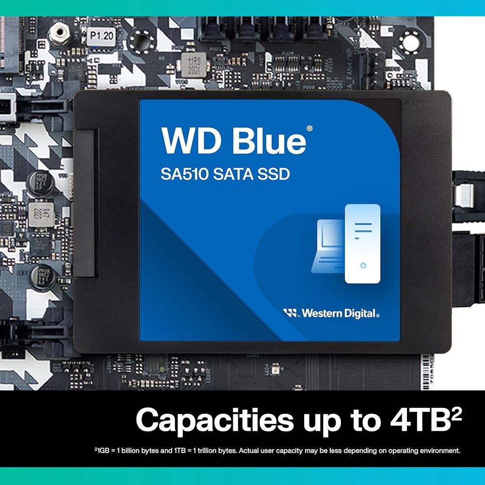 웨스턴 디지털 1TB WD 블루 SA510 SATA 내부 솔리드 스테이트 드라이브 SSD - III 6Gb/s, 2.5 /7mm, 최대 560MB/s WDS100T3B0A - 상세 이미지 3