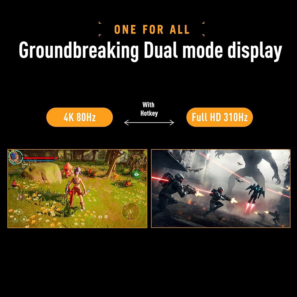 ASUS TUF 게이밍 시리즈 5 27인치 4K 모니터(VG27UQEL5A) - UHD(3840 x 2160), 듀얼 모드(4K 80Hz 또는 FHD 310Hz), 0.3ms, 상품 이미지