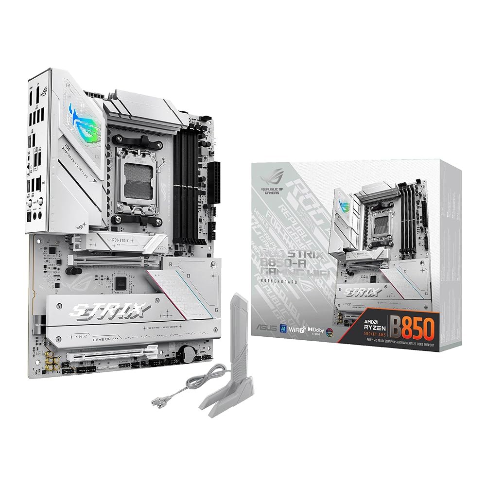 ASUS ROG Strix B850-A 게이밍 WiFi AMD AM5 B850 ATX 마더보드 14+2+2 전원 스테이지, DDR5 AEMP, 2.5G LAN, 7(Q-안테나 포함 - 상품 이미지