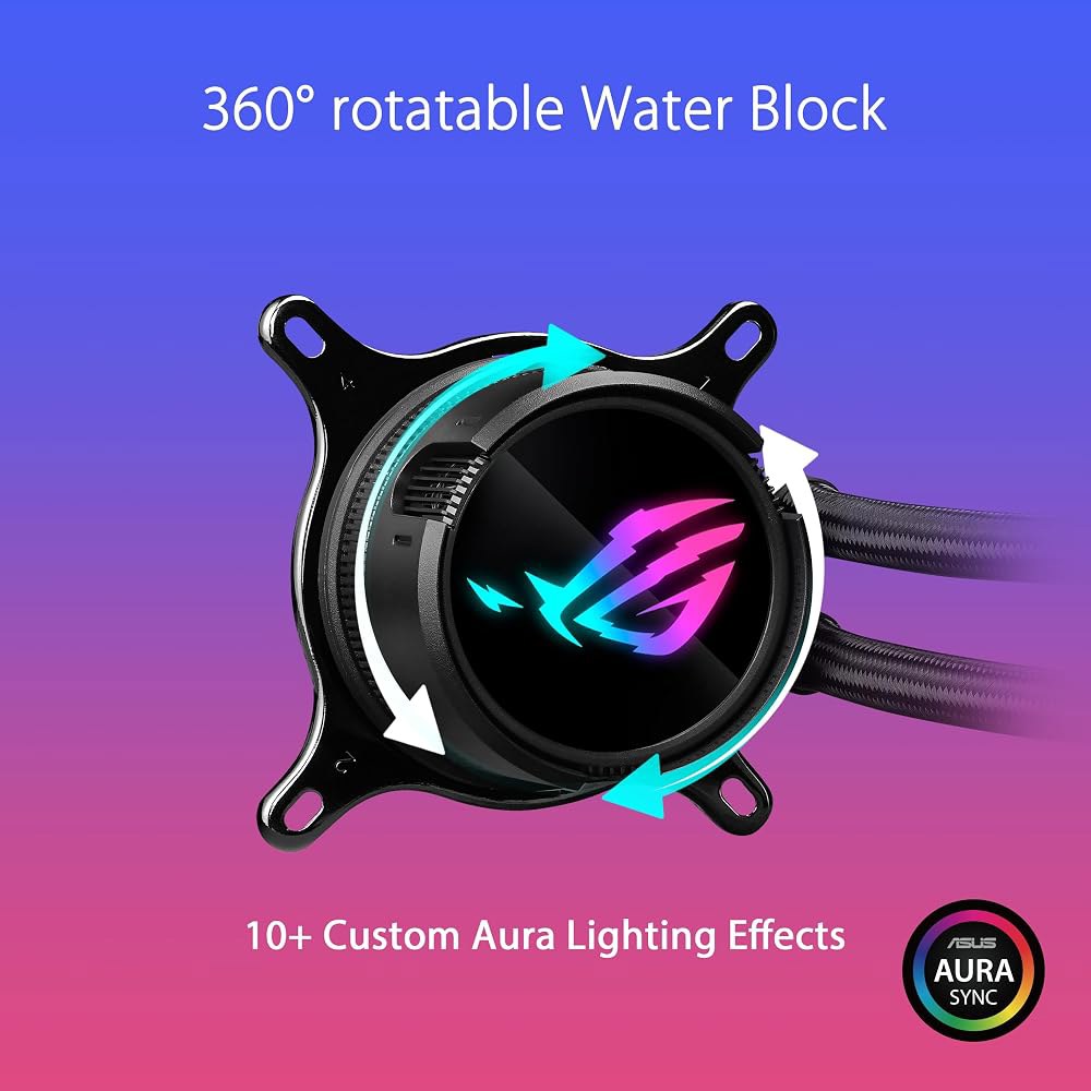 ASUS ROG Strix LC III 360 올인원 CPU 액체 쿨러, 360 회전식 워터 블록, Asetek의 새로운 7세대 v2 펌프, 프리미엄 팬, 10개 이상의 맞춤형 - 상세 이미지 2