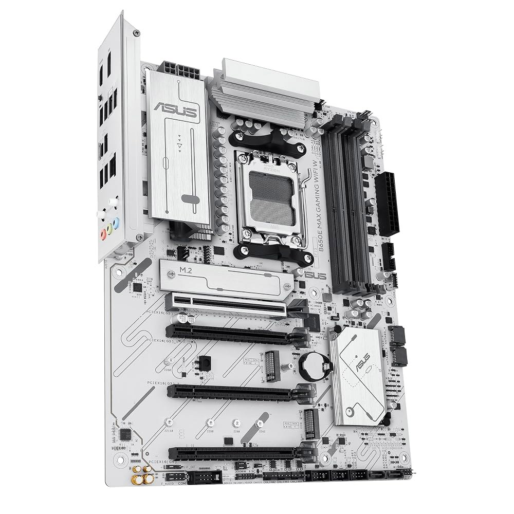 ASUS B650E MAX 게이밍 WiFi W AMD B650 AM5 ATX 마더보드, 화이트 PCB, DDR5, PCIe 5.0, 3X M.2, Wi-Fi 6E, 2.5Gb LA - 상세 이미지 2