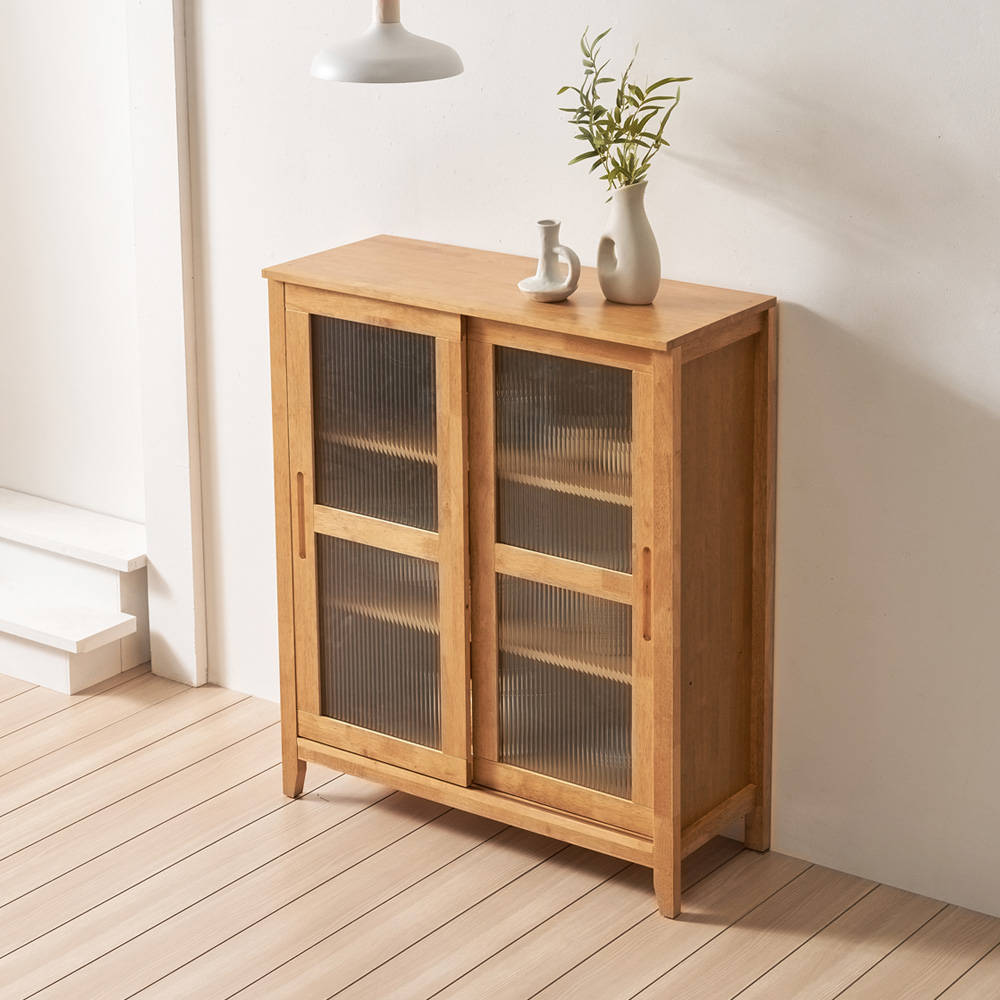 홀튼 홈카페 원목 다용도 슬라이딩 미닫이 주방 수납장 1000x400x1200mm, 3단, 네추럴 - 상세 이미지 3