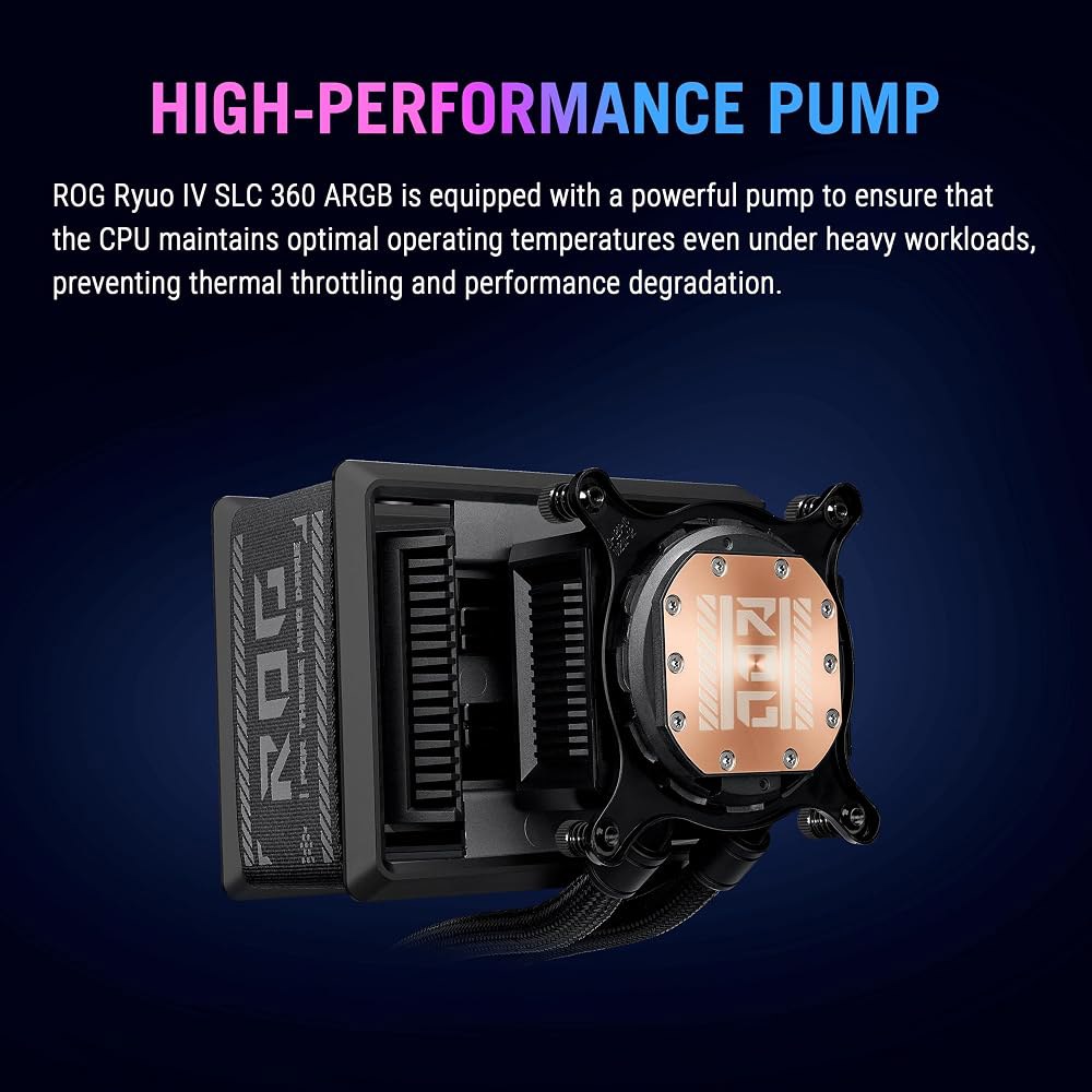 ASUS ROG RYUO IV SLC 360 ARGB 올인원 CPU 액체 냉각기 단축 튜빙, 곡면 6.67인치 AMOLED 디스플레이, 3D 효과 비디오 또는 맞춤형 시스템 정보 - 상세 이미지 3
