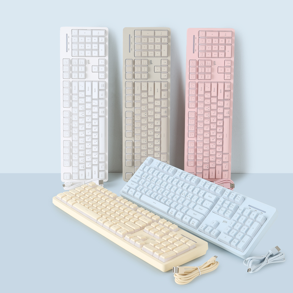 지클릭커 오피스프로 PK104 푸딩 RGB MOOD 1K 무한동시입력 저소음 키보드 바닐라옐로우 - 상세 이미지 2