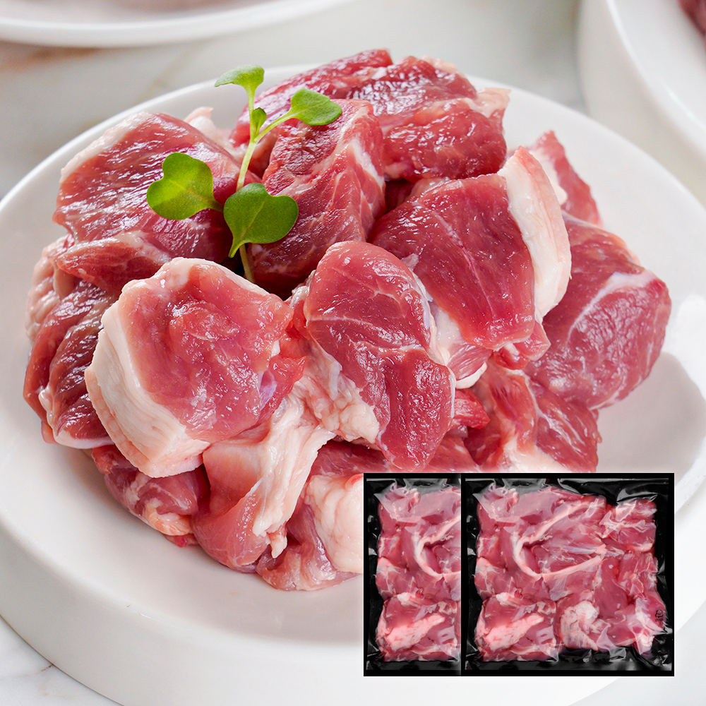 [1+1] 김치찌개용 돼지 고기 총1kg 한돈 1+등급 찌개용 찌개거리 짜글이 모둠 찌게용 - 상품 이미지