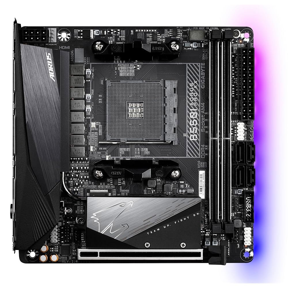 기가바이트 B550I AUS PRO AX AMD AM4 ITX 마더보드, Ryzen 5000/4000/3000 시리즈, DDR4, 6+2 전원 단계, 2X M.2, PCIe 4.0 - 상세 이미지 2
