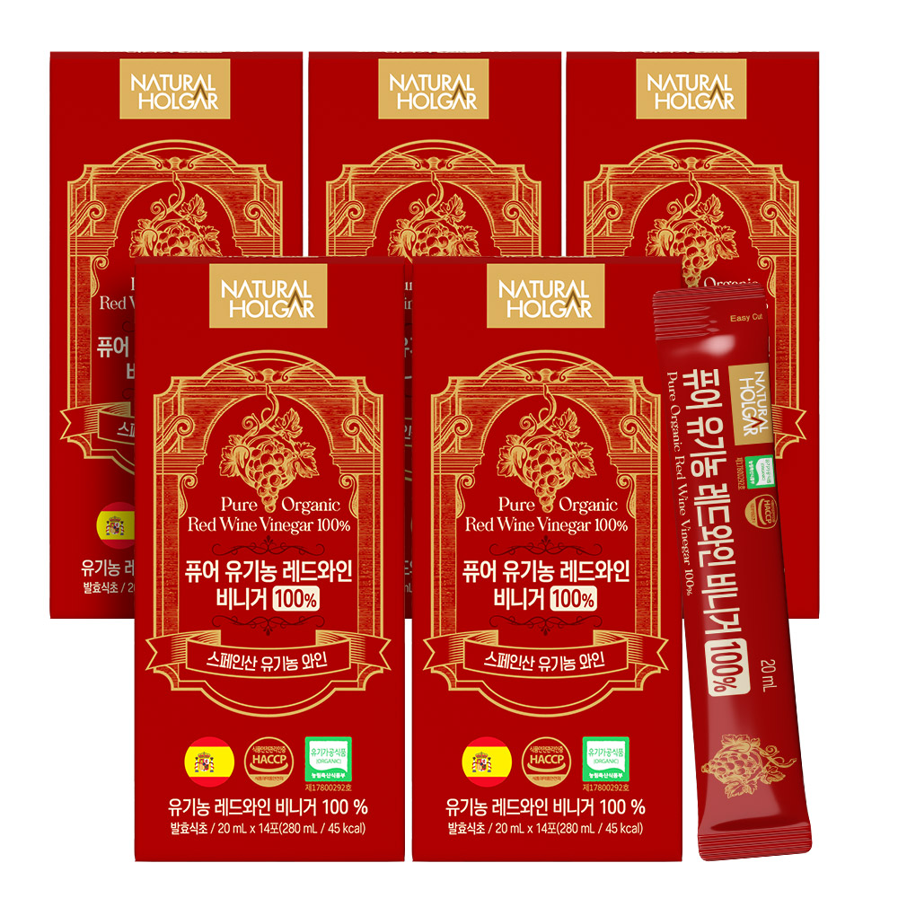 네츄럴올가 퓨어 유기농 100% 레드와인 비니거 발효식초 14포, 5개 - 상품 이미지