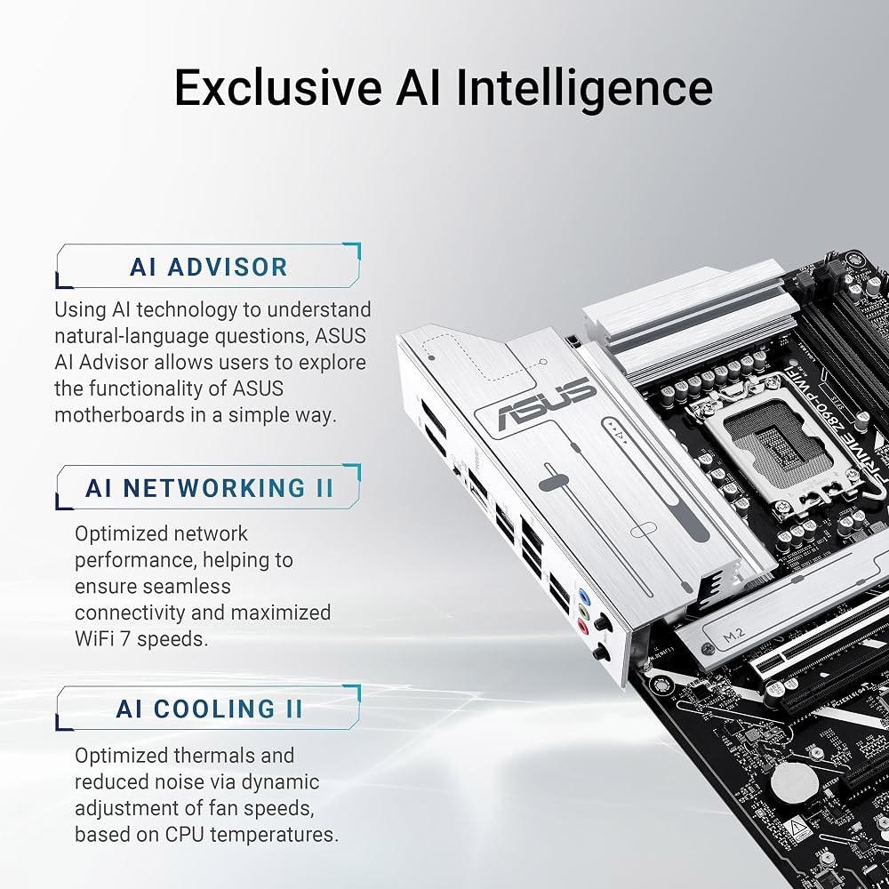 ASUS PRIME Z890-P WIFI Z890 LGA 1851 ATX 마더보드, 인텔 Core 울트라 시리즈 2 준비, 고급 AI PC 지원, 14+1+1+2 전원 스테이지, - 상세 이미지 2