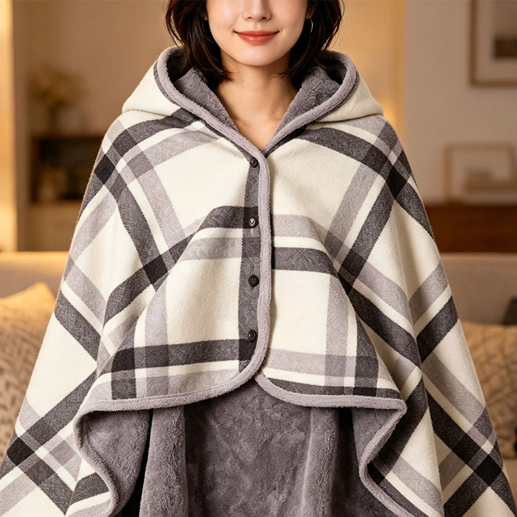 부드럽고 따뜻한 캠핑 담요 똑딱이 입는 망토 - 상세 이미지 3