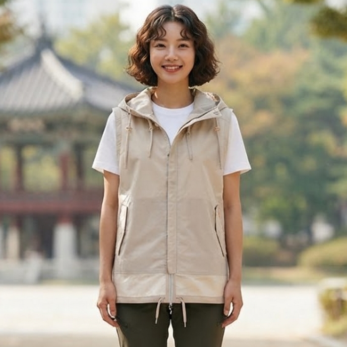 밀레 여성 봄 간절기 홑겹 힙 덮는 기장감 아웃도어 등산 조끼 배스트 - 상세 이미지 2