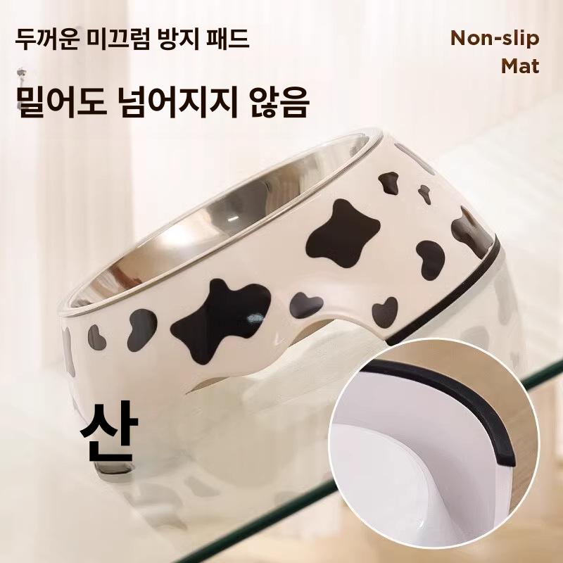 강아지 고양이 스테인리스 밥그릇 물그릇 소 무늬 S 직경 11cm 2.5kg - 상세 이미지 2