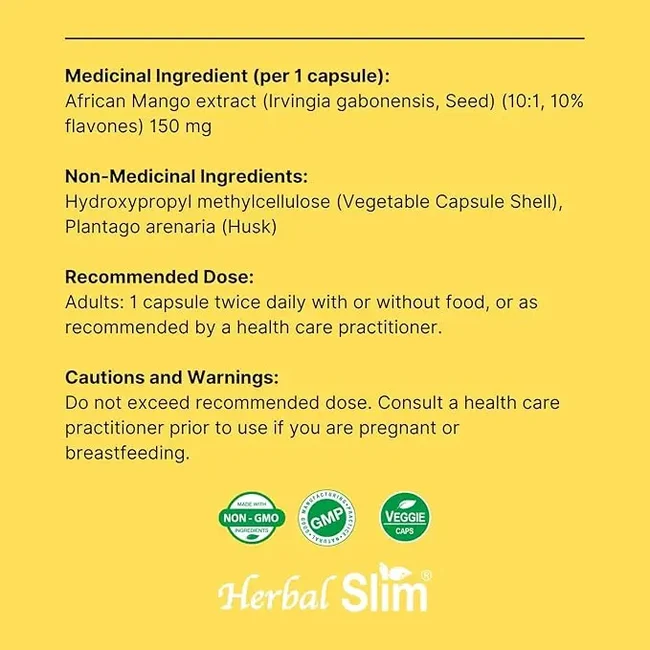 캐나다 허벌슬림 아프리카 와일드 망고 150mg 60캡슐 - 상세 이미지 4
