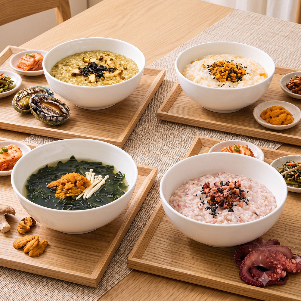 제주맛집그대로 한빛수산 부향순 죽 4종 세트 (9~10인분) 전복죽 성게죽 문어죽 성게미역국 든든한 한끼 - 상품 이미지