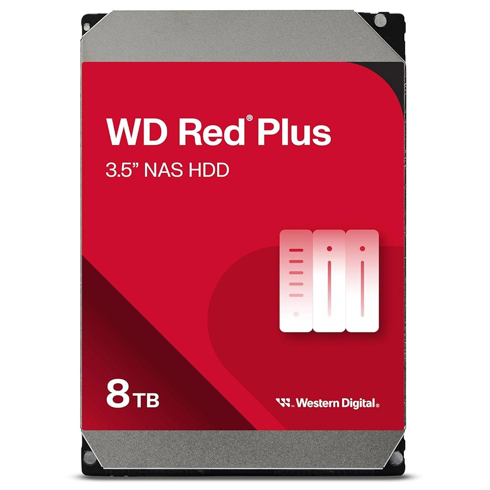 웨스턴 디지털 8TB WD 레드 플러스 NAS 내장 하드 드라이브 HDD - 5640 RPM, SATA 6Gb/s, CMR, 256MB 캐시, 3.5인치 WD80EPX - 상품 이미지