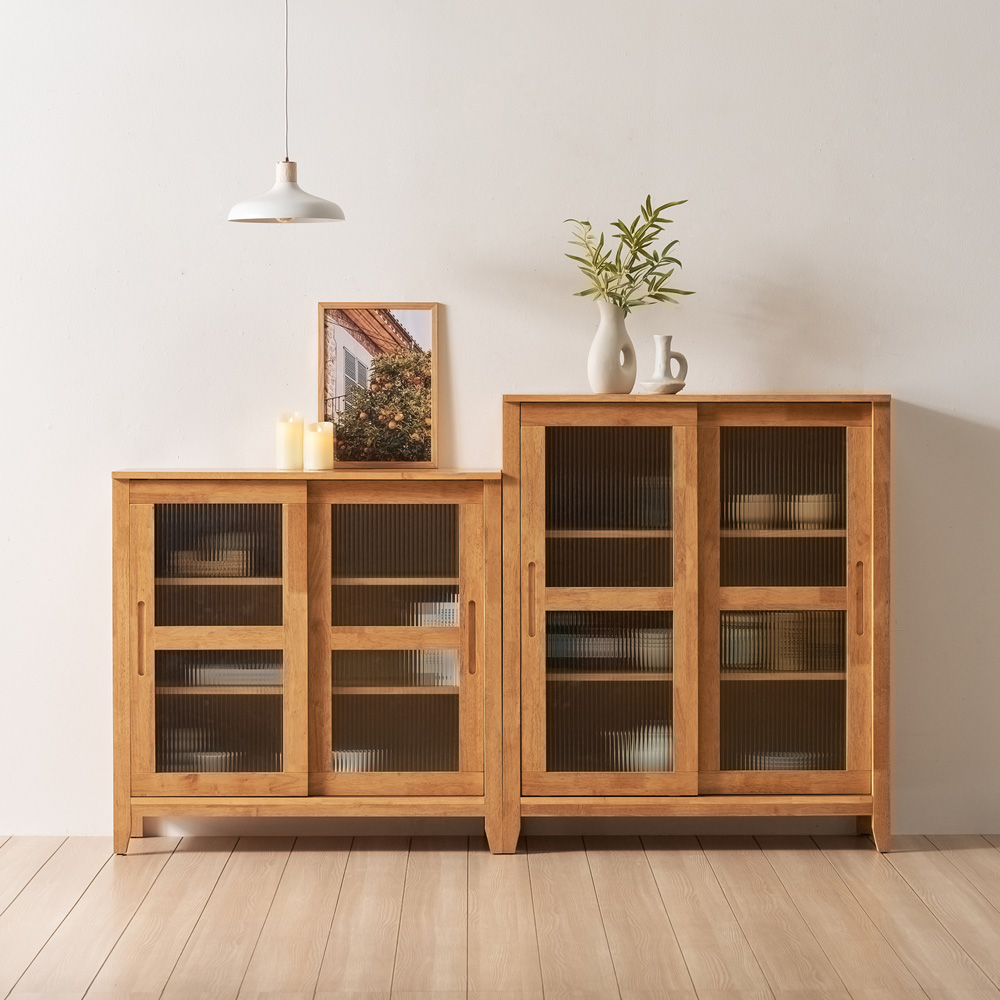 홀튼 홈카페 원목 다용도 슬라이딩 미닫이 주방 수납장 1000x400x1200mm, 3단, 네추럴 - 상세 이미지 5