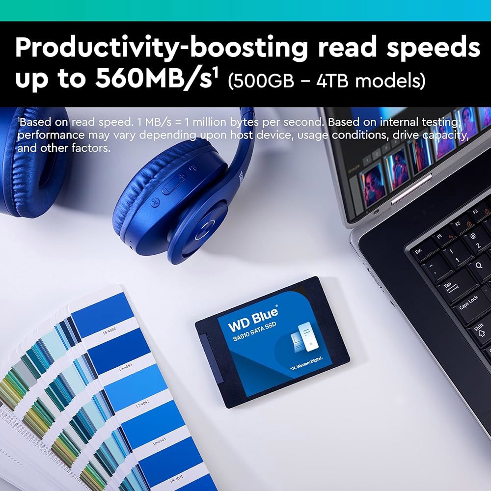 웨스턴 디지털 1TB WD 블루 SA510 SATA 내부 솔리드 스테이트 드라이브 SSD - III 6Gb/s, 2.5 /7mm, 최대 560MB/s WDS100T3B0A - 상세 이미지 2