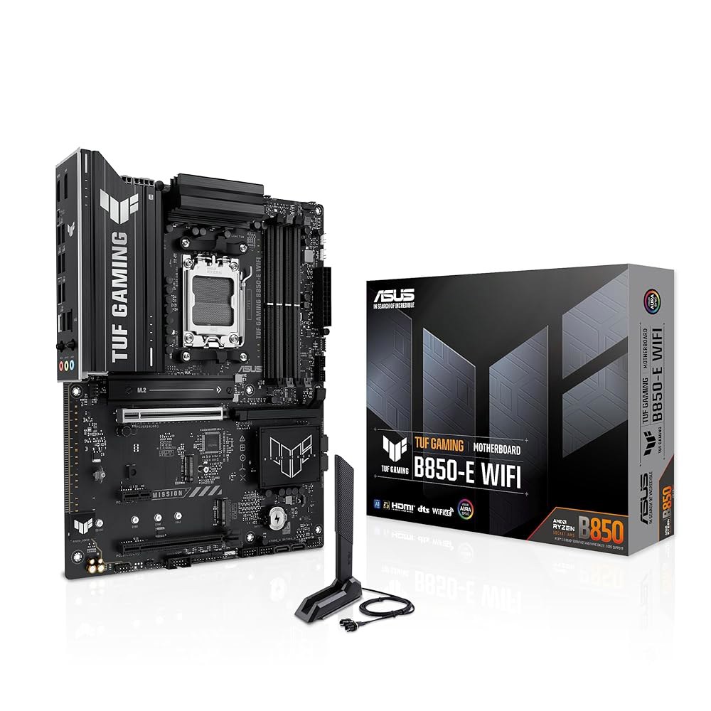 ASUS TUF 게이밍 B850-E 와이파이 AMD AM5 B850 ATX 마더보드, DDR5, PCIe 5.0 준비 완료, M.2 슬롯 x3, Wi-Fi 6E, 2.5Gb 이더넷 - 상품 이미지