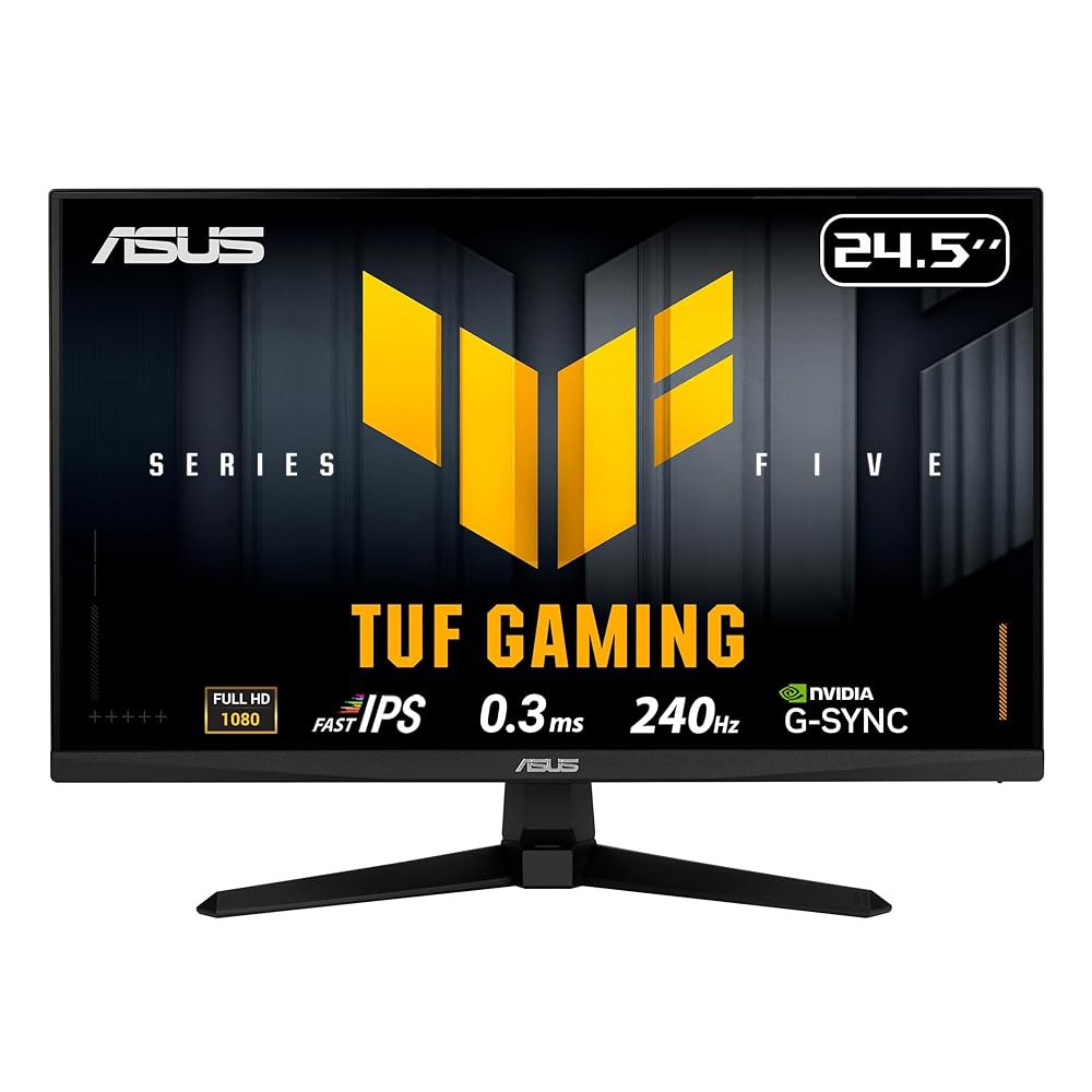 ASUS TUF 게이밍 시리즈 5 24.5인치 1080P 모니터(VG259QM5A) - 풀 HD, Fast-IPS, 240Hz, 0.3ms, G-SYNC 호환, FreeSync 상품 이미지