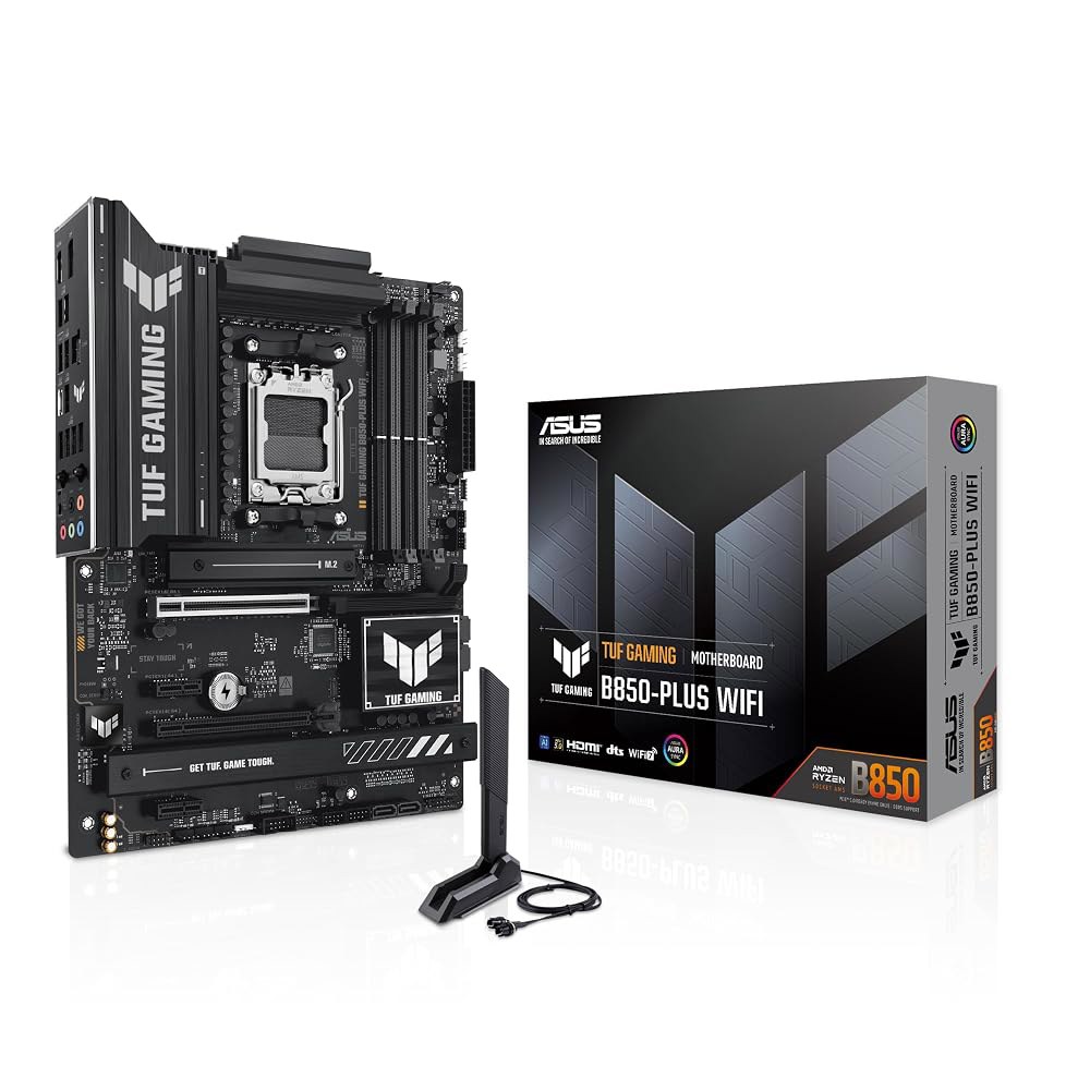ASUS TUF 게이밍 B850-PLUS WiFi AMD AM5 B850 ATX 마더보드, 14+2+1 80A 스테이지, AI 레디, DDR5, PCIe 5.0, 3배 M.2, - 상품 이미지