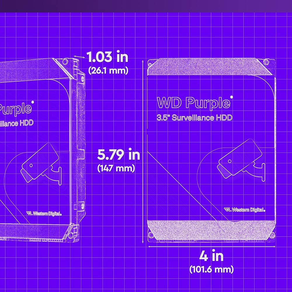 웨스턴 디지털 8TB WD 퍼플 감시 내장 하드 드라이브 HDD - SATA 6Gb/s, 256MB 캐시, 3.5인치 WD85PURZ Purple 2TB - 상세 이미지 3
