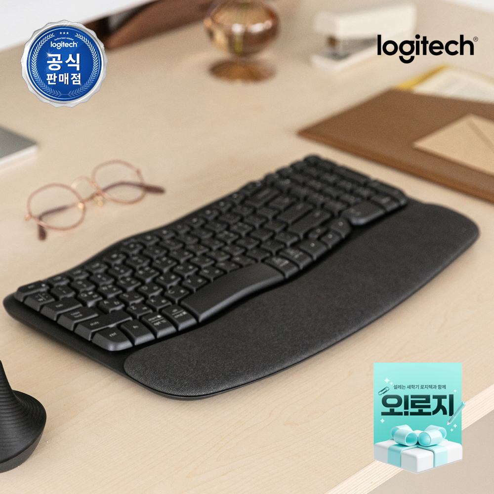 로지텍코리아 WAVE KEYS 인체공학 사무용 무선 블루투스 키보드 그래파이트, 플런저