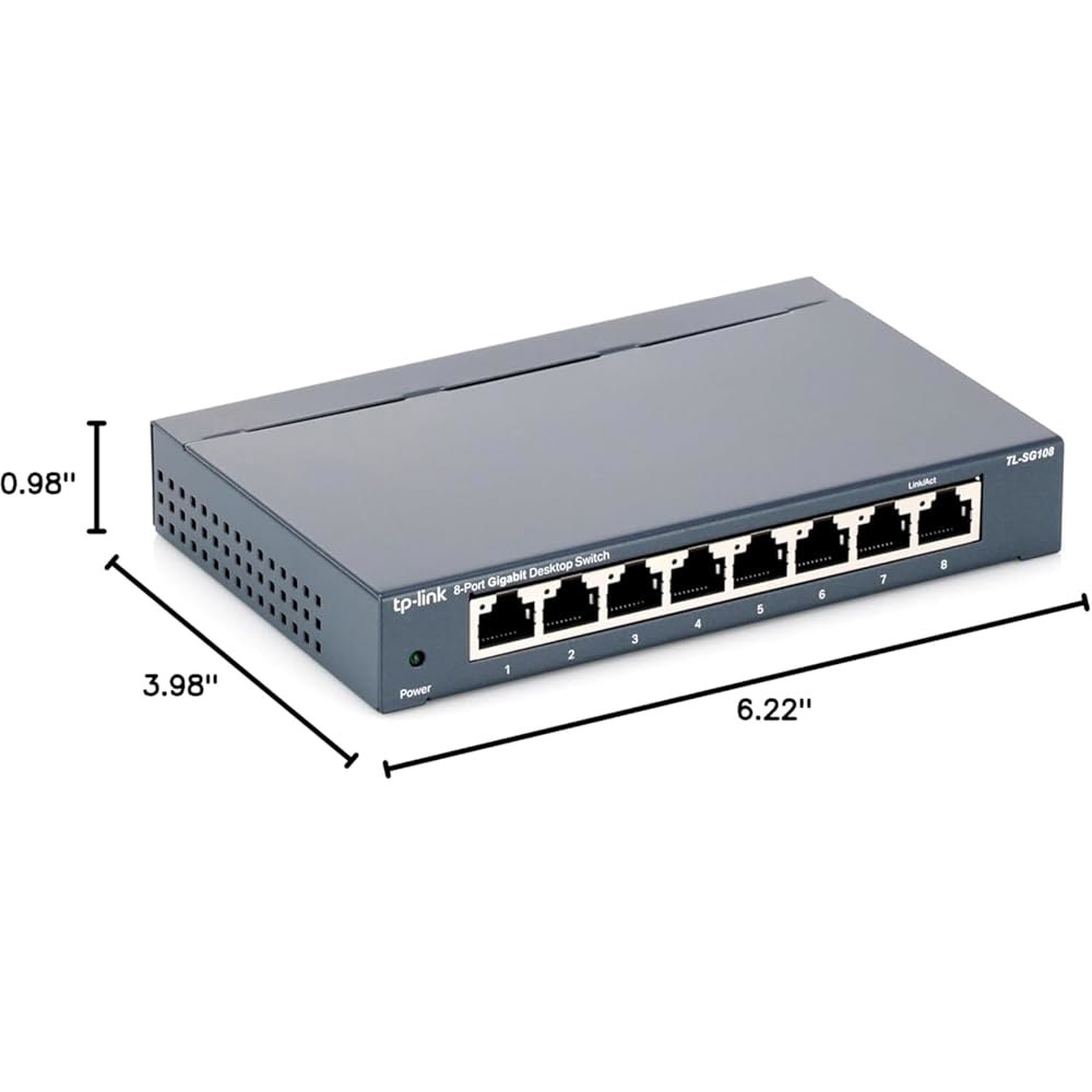 TP-Link 8 포트 기가비트 이더넷 네트워크 스위치 - 스플리터 플러그 앤 플레이 팬리스 튼튼한 금속 및 차폐 트래픽 최적화 관리되지 않음 평생 보호 (TL-SG108) - 상세 이미지 3