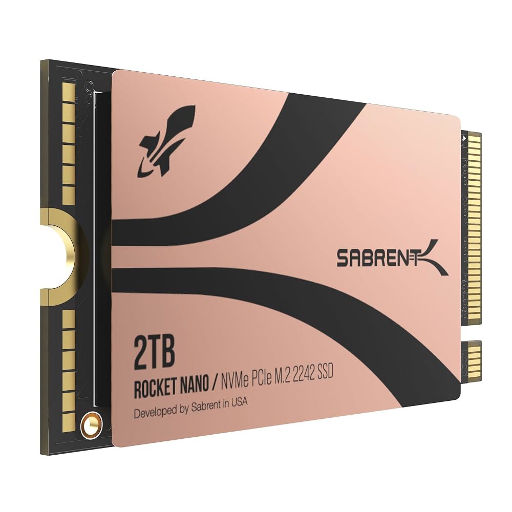 SABRENT 로켓 2242 2TB NVMe SSD, PCIe 4.0 x 4 M.2 내장 솔리드 스테이트 드라이브, TLC NAND, 최대 7300MB/s 읽기 및 6400MB/s - 상품 이미지
