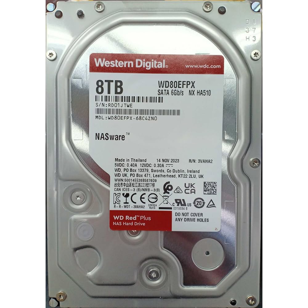 웨스턴 디지털 8TB WD 레드 플러스 NAS 내장 하드 드라이브 HDD - 5640 RPM, SATA 6Gb/s, CMR, 256MB 캐시, 3.5인치 WD80EPX - 상세 이미지 2