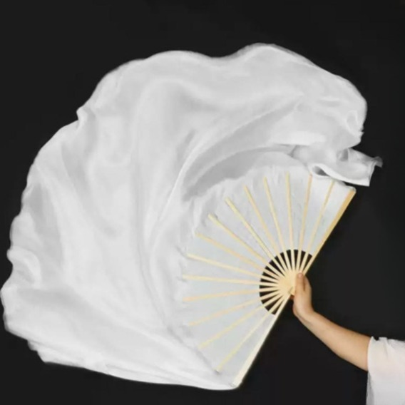 너슬 부채 화이트 실크 부채춤 무용 공연용 댄스 소품 한국무용 워십 공연 - 상품 이미지