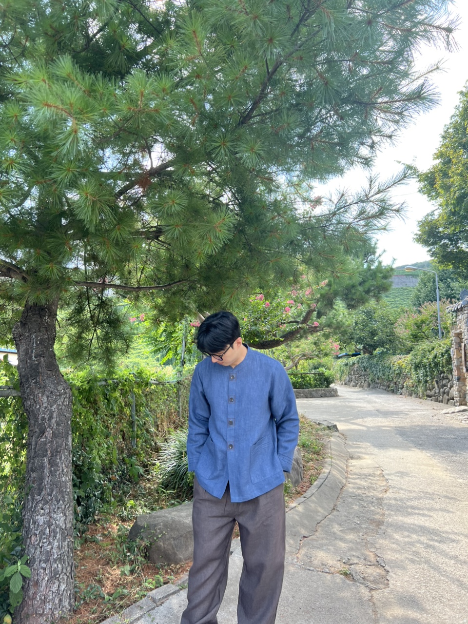 마 100% 사각 고급 자수 남자 저고리 바지 세트 봄 여름 가을 생활한복 법복 개량한복 이미지 6