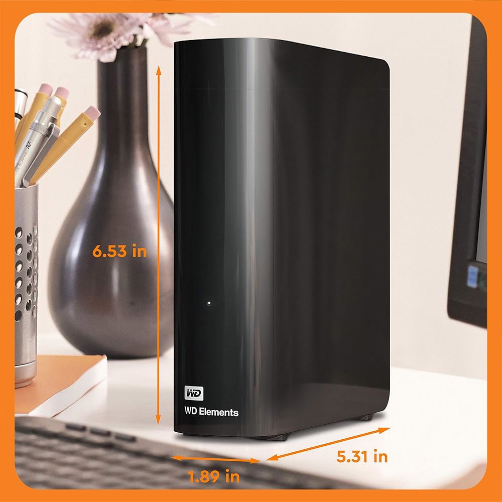 웨스턴 디지털 8TB 엘리먼트 데스크탑 외장 하드 드라이브, 플러그 앤 플레이 스토리지용 USB 3.0 드라이브 - 디지털BWLG0080HBK-NESN, 블랙 1TB - 상세 이미지 2