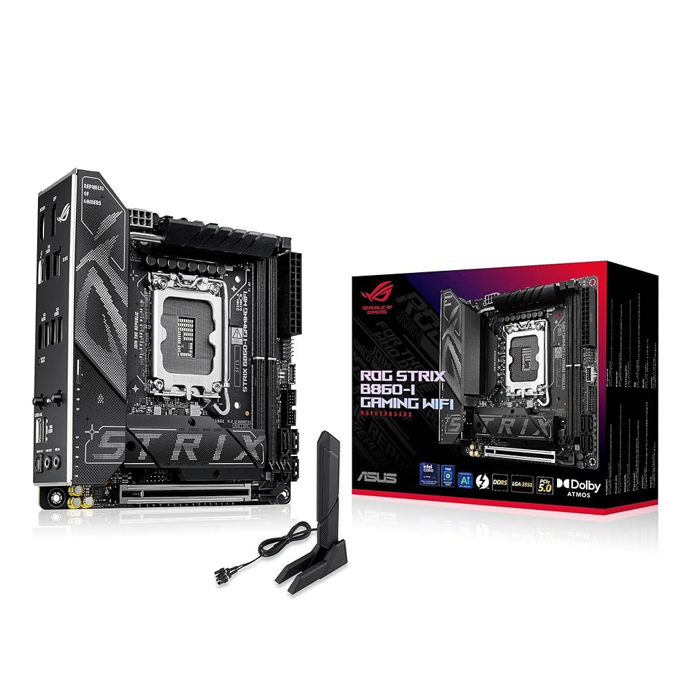 ASUS ROG STRIX B860-I 게이밍 와이파이 B860 LGA 1851 mITX 미니 ITX 마더보드, 인텔 코어 울트라 시리즈 2 레디, 어드밴스드 AI 10+1+2+1 - 상품 이미지
