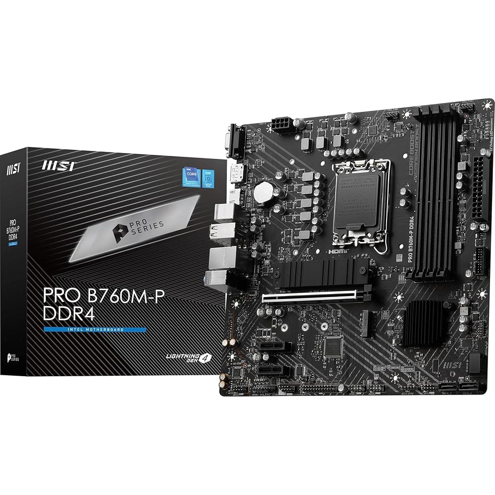 MSI PRO B760M-P DDR4 Pro Series 마더보드(12/13/14세대 인텔 프로세서, LGA 1700, DDR4, PCIe 4.0, M.2, USB 3.2 2세대, - 상품 이미지