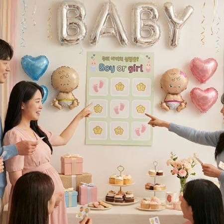 태아성별공개 빙고게임판 파티용품 가정용 이벤트소품 서프라이즈 축하용품 베이비샤워