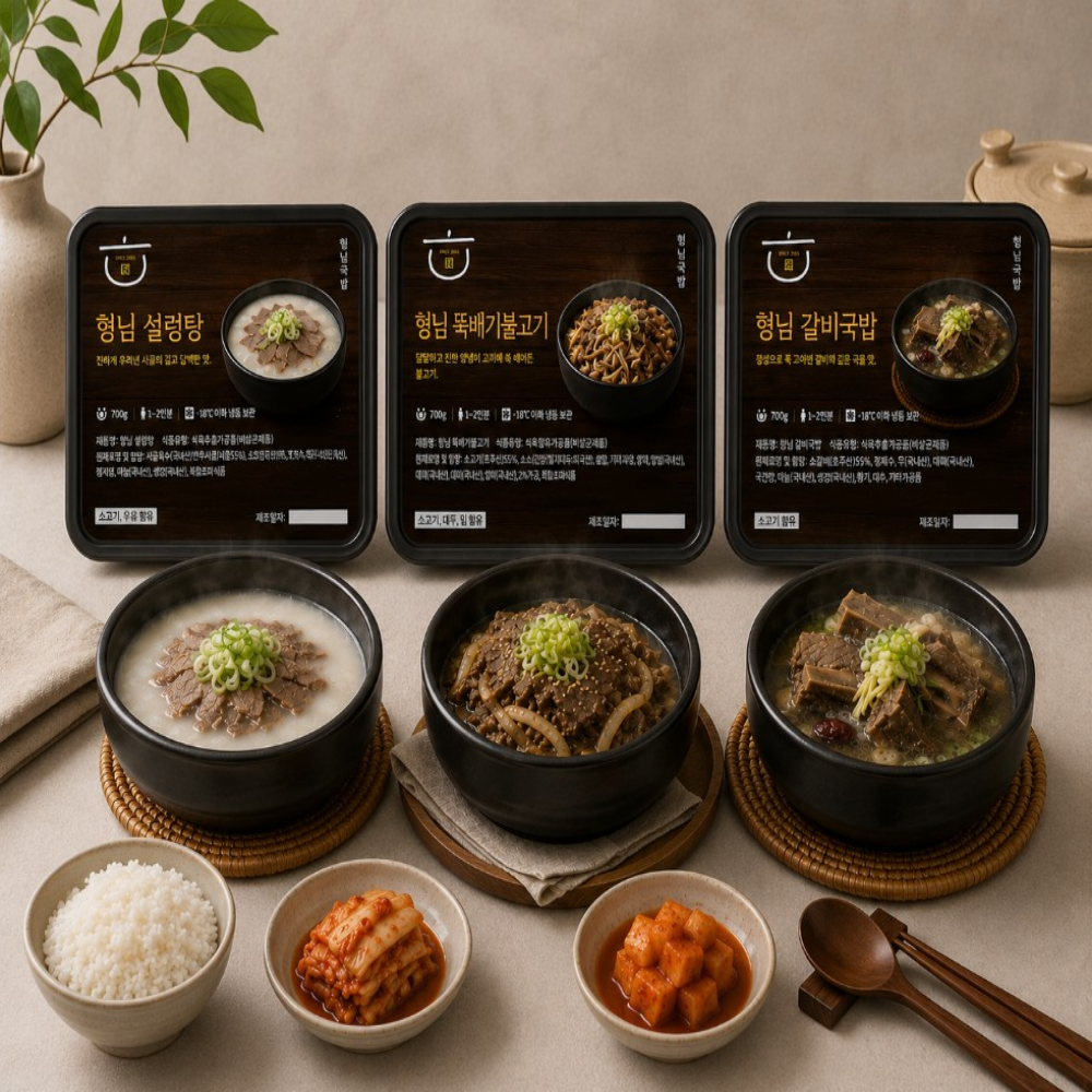 [인기국밥 3종 셋트] 설렁탕 갈비국밥 뚝불 냉장고 쟁여템 - 상품 이미지