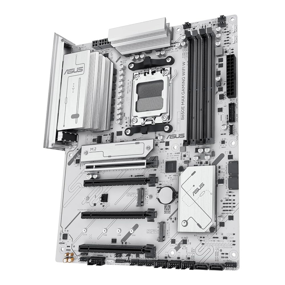 ASUS B650E MAX 게이밍 WiFi W AMD B650 AM5 ATX 마더보드, 화이트 PCB, DDR5, PCIe 5.0, 3X M.2, Wi-Fi 6E, 2.5Gb LA - 상세 이미지 3
