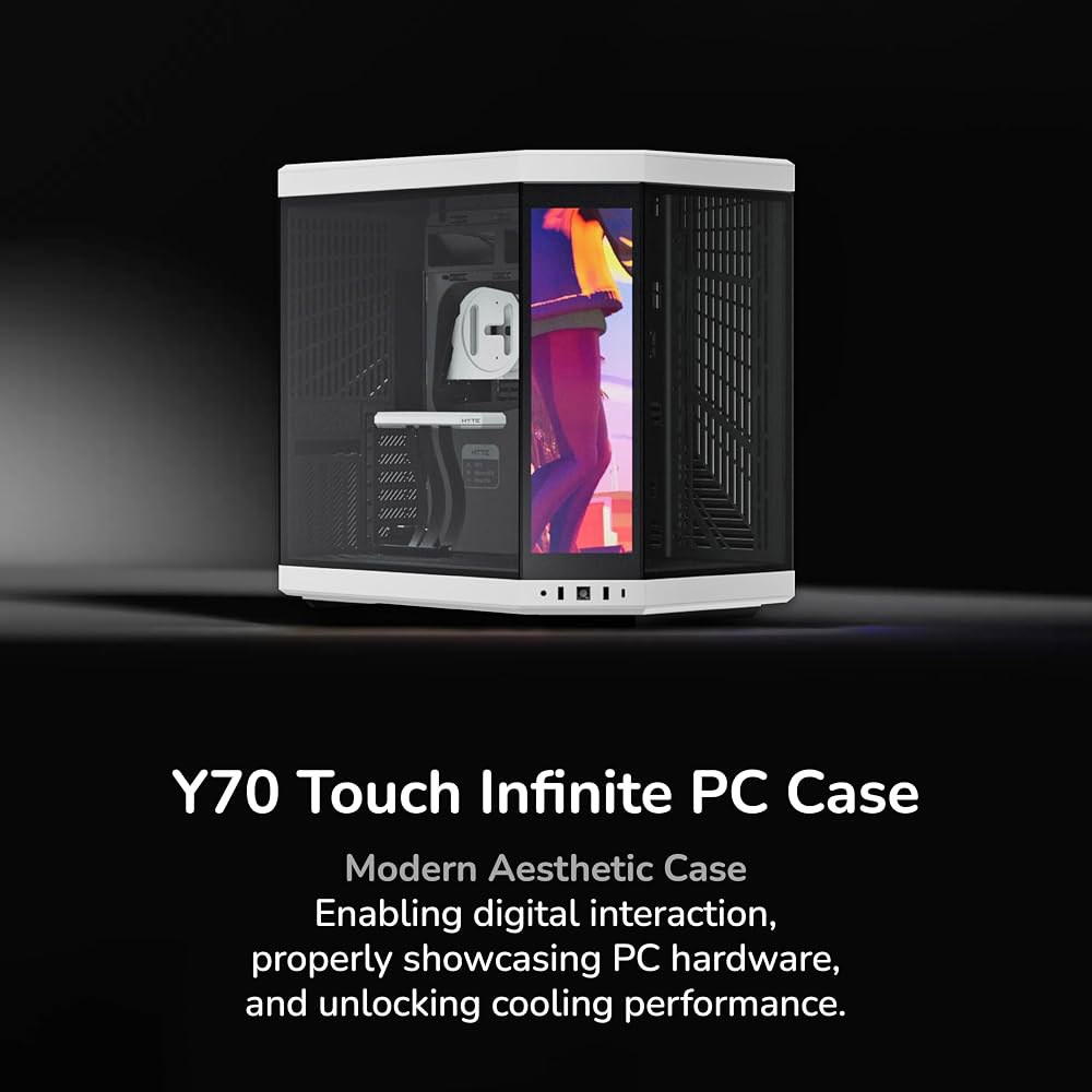 HYTE Y70 터치 인피니트 모던 에스테틱 게이밍 PC 케이스 - 통합 2.5K LCD 터치스크린 화면 디스플레이 듀얼 챔버 ATX 데스크톱 섀시 10 팬 용량 럭셔리 PCIe - 상세 이미지 2