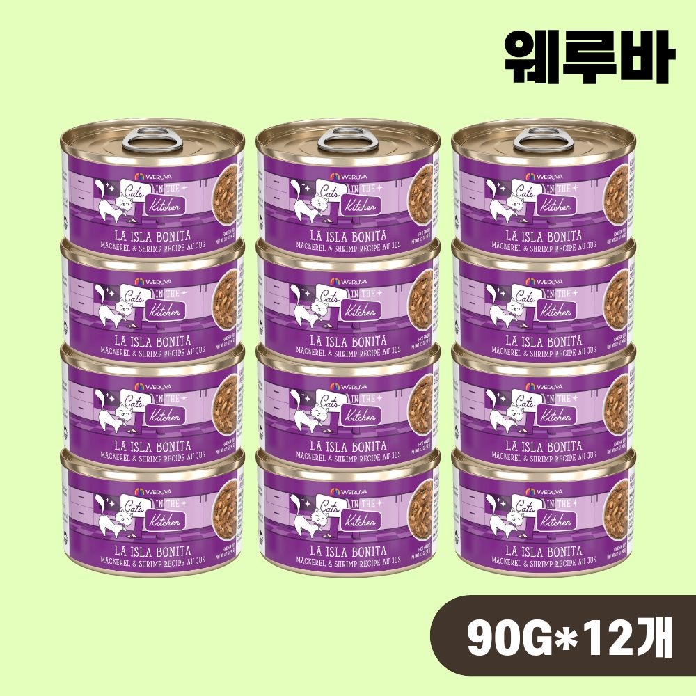 [+N포인트] 웨루바 캣 주식 캔 고양이 습식캔 라 이슬라 보니타, 90g, 12개 - 상품 이미지
