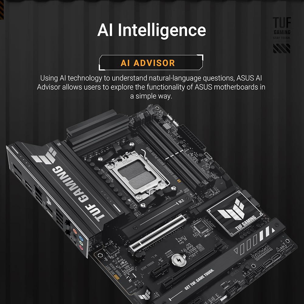 ASUS TUF 게이밍 B850-PLUS WiFi AMD AM5 B850 ATX 마더보드, 14+2+1 80A 스테이지, AI 레디, DDR5, PCIe 5.0, 3배 M.2, - 상세 이미지 2