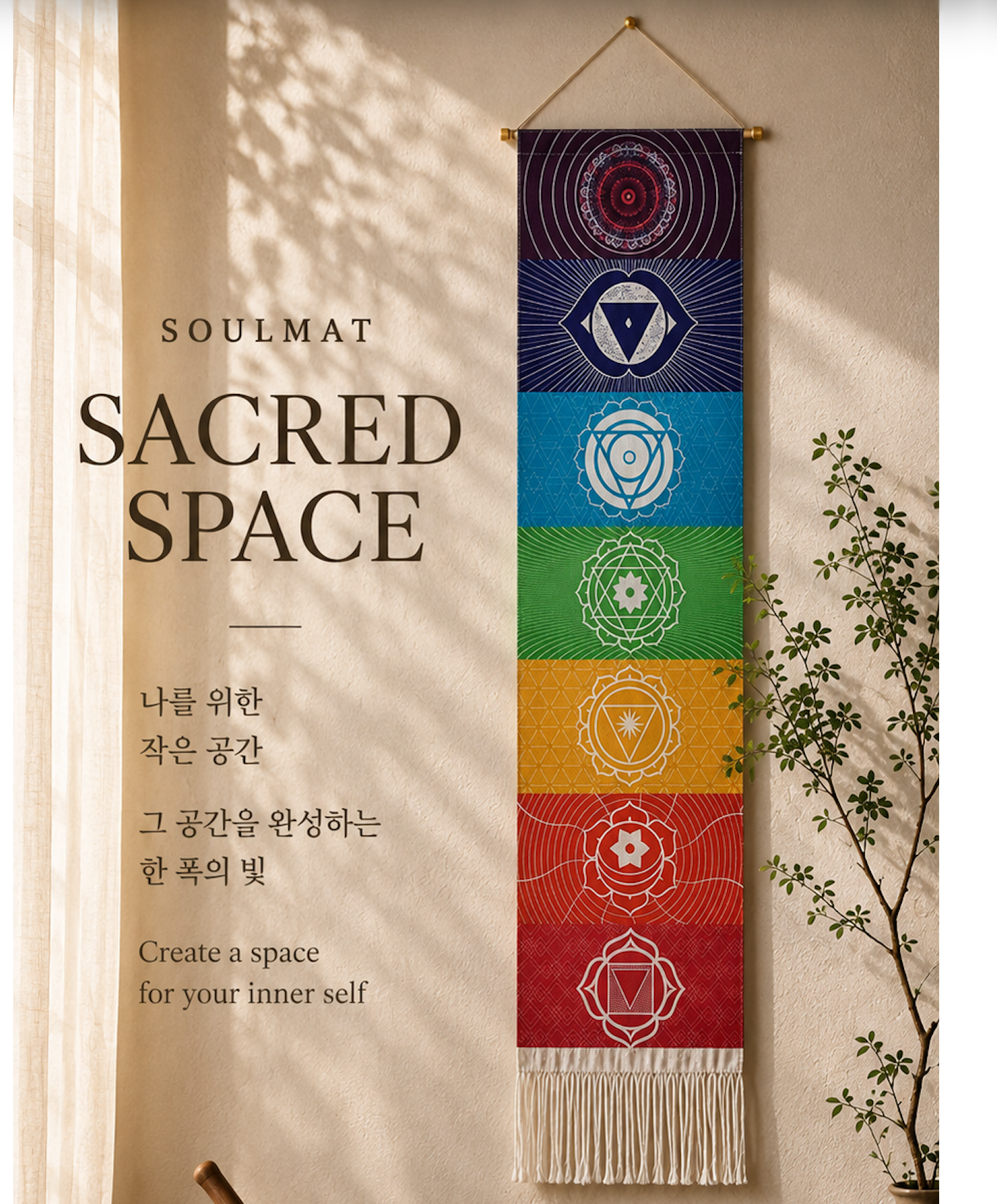 소울매트 티베탄 월행잉 태피스트리 차크라 명상 요가원 인테리어 코튼 145cm - 상세 이미지 2