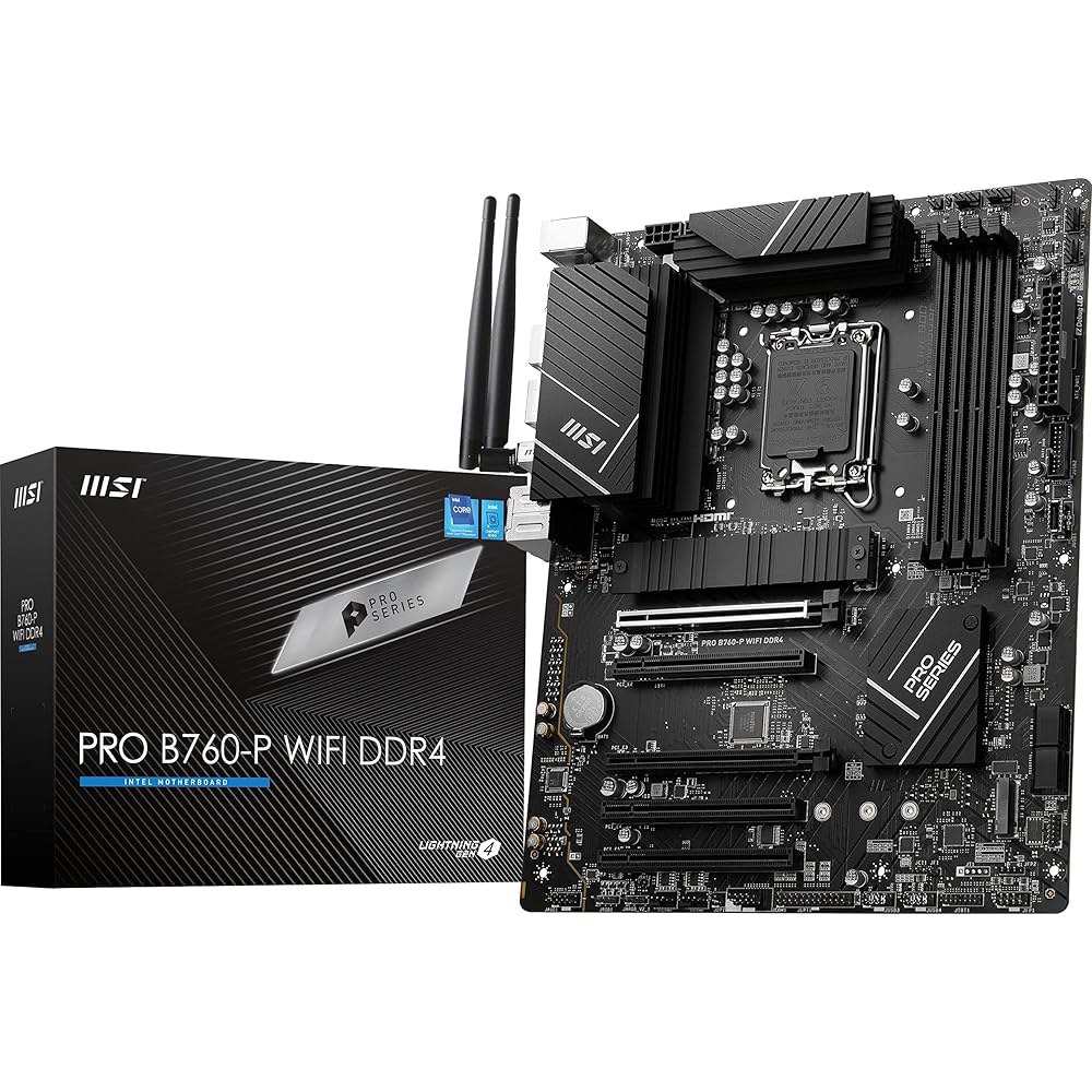 MSI PRO B760-P WiFi DDR4 Pro 시리즈 마더보드 - 12세대/13세대/14세대 인텔 프로세서, LGA 1700, DDR4, PCIe 4.0, M.2, 2.5Gb - 상품 이미지