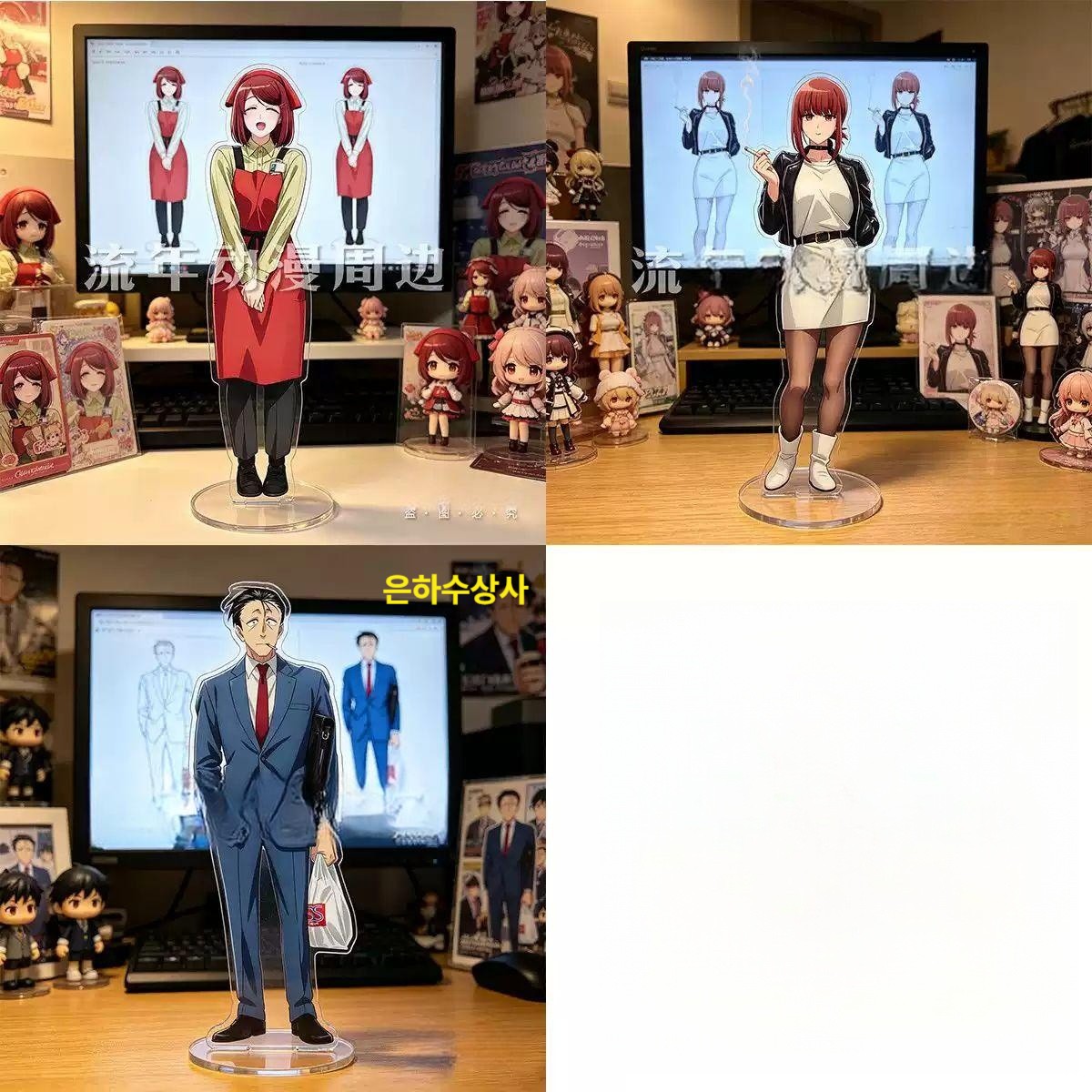 슈퍼마켓 뒤에서 담배피는 두사람 아크릴 스탠드 인테리어 장식 소품 굿즈 슈담뒤 사사키 10cm 투명 원형 받침대 - 상세 이미지 4