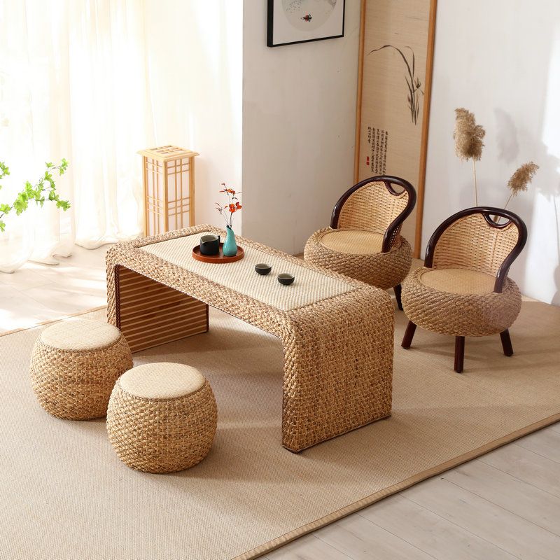 라탄테이블 탁자 일본식 티테이블 좌식테이블 거실 원목 60x45x30cm 차림새 이미지 7