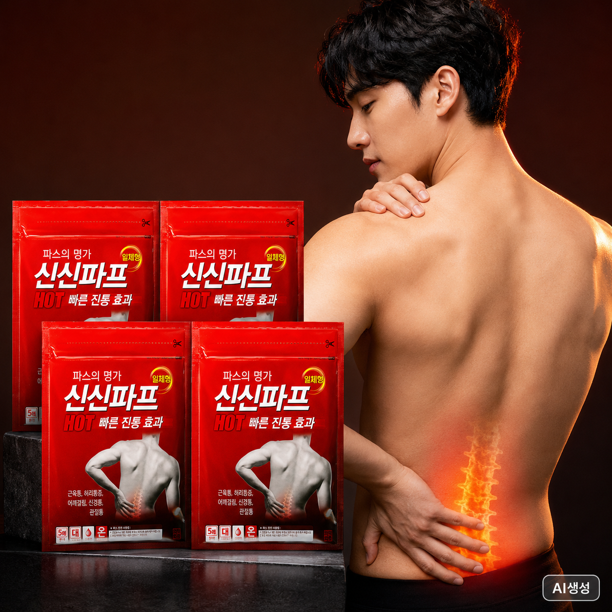 20매(4팩) 신신파프 핫 신신파스 붙이는파스 근육통 플렉스 아렉스 허리 관절 소염 진통 - 상세 이미지 3