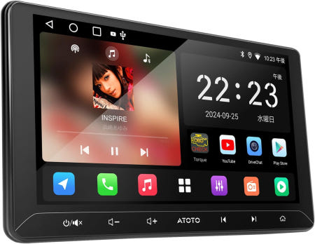 [해외]ATOTO A5L 10.1인치 안드로이드 디스플레이 오디오 2 DIN 차량 내비게이션 무선 카플레이 및 Android Auto 지원 WiFi/Bluetooth/USB 테더링