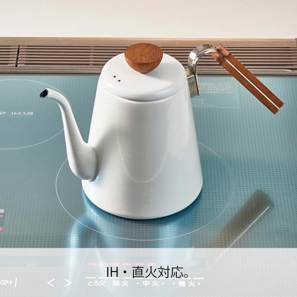 하리오 보나 인덕션 푸어오버 드립 법랑 케틀 800ml 화이트 일본 포트 주전자 - 상세 이미지 2