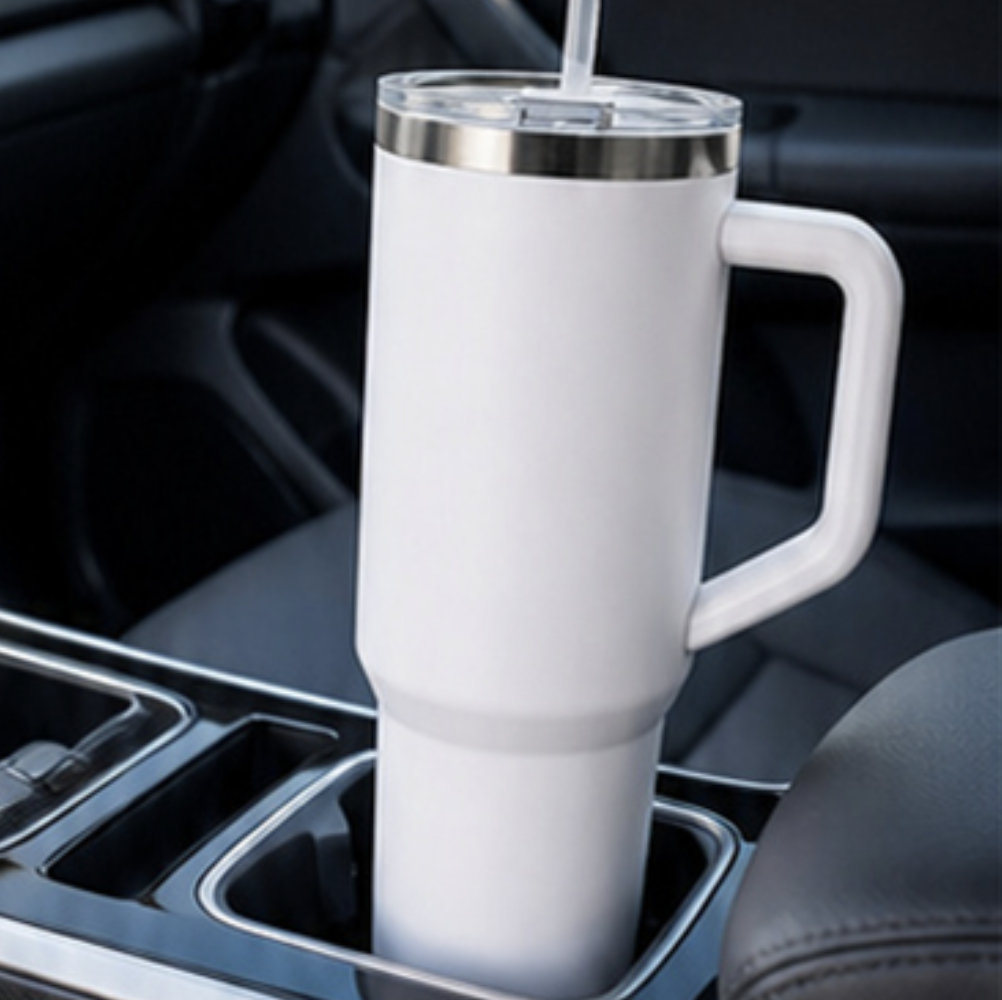 스텐 점보텀블러 대용량 핸들텀블러 빨대 보냉컵 1.18L 1200ml - 상품 이미지